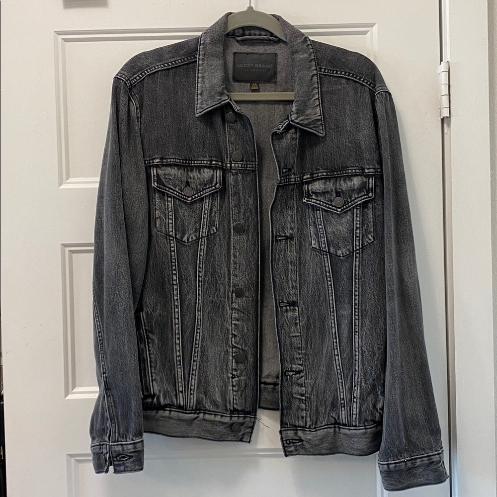 Lucky brand men’s denim jacket  dark gray  size large